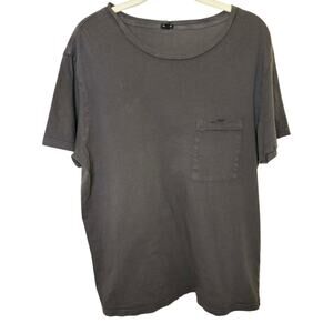 MONROW Relaxed Pocket Crew in Faded Black sz. M